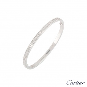 Cartier White Gold Pave Diamond Love Bracelet Size 18 N6710818